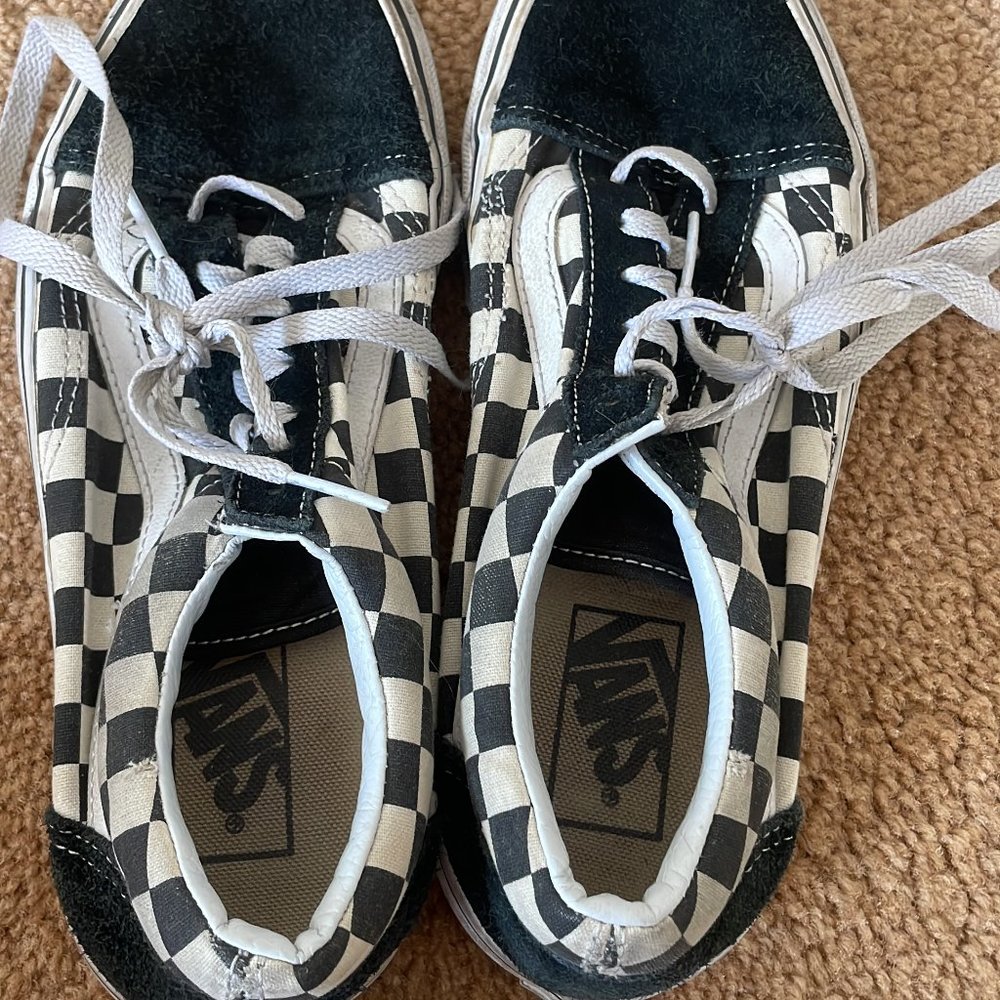 Black and white Checkered Vans